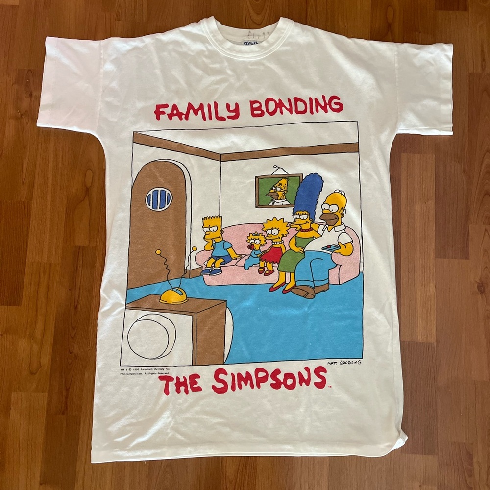 Vintage 1990 The Simpsons Tee, Mens L/Xl, Family Bonding